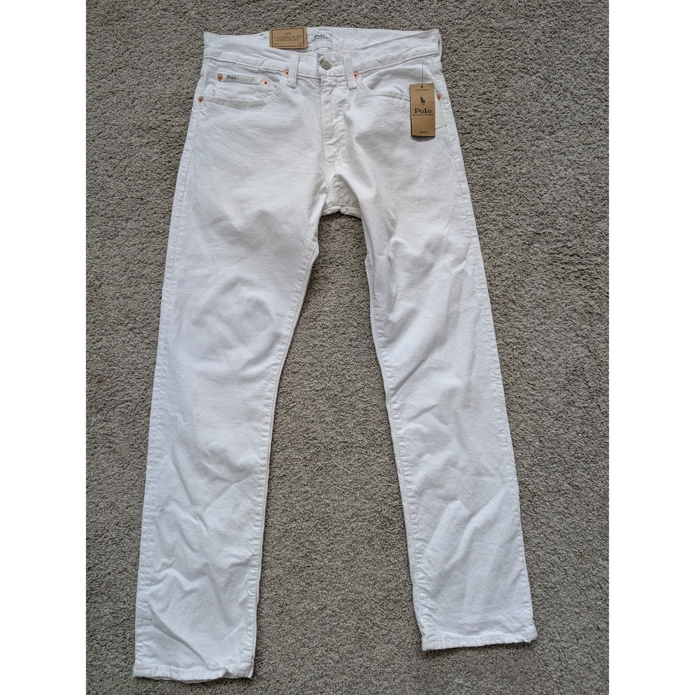 Polo Ralph Lauren The Varick Slim Straight Jeans Mens 30x30 White Low Stretch